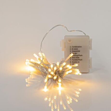 ΣΕΙΡΑ, 24 LED 3mm, ΜΠΑΤΑΡΙΑΣ 3xAA, 8 ΠΡΟΓΡΑΜΜΑΤΑ & ΜΝΗΜΗ, TIMER, ΔΙΑΦΑΝΟ PVC ΚΑΛΩΔΙΟ, ΘΕΡΜΟ ΛΕΥΚΟ LED ANA 10cm, ΠΡΟΕΚΤΑΣΗ ΠΑΡΟΧΗΣ 30cm, IP44 (DISPLAY BOX 24τμχ)