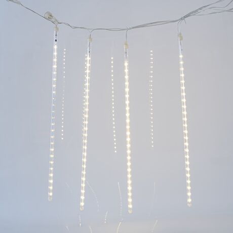 SNOWDROP, 240 LED, 5V ΜΕΤΑΣΧΗΜΑΤΙΣΤΗ, 4 ΕΠΕΚΤΑΣΕΙΣ ΕΩΣ 3 ΣΕΤ, 5 ΣΩΛΗΝΕΣ 50cm ΜΕ ΘΕΡΜΟ ΛΕΥΚΟ LED (H50 x L400cm), ΠΡΟΕΚΤΑΣΗ ΠΑΡΟΧΗΣ 5m, IP44