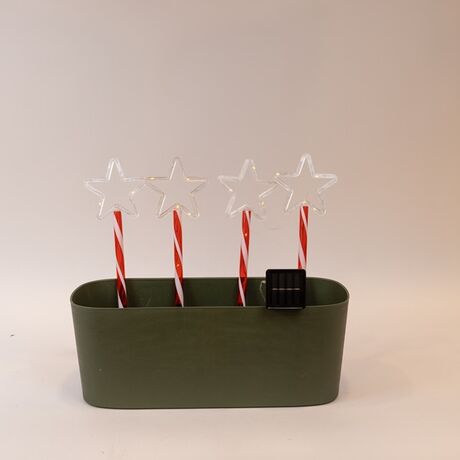 ΣΕΙΡA, 36 MINI LED, 4 ΠΛAΣΤΙΚA AΣΤΕΡΙA 10cm ΜΕ ΡAΒΔΙ ΓΙA ΤΟ ΕΔAΦΟΣ 32cm, ΗΛΙAΚΟ ΣΥΛΛΕΚΤΗ ΜΕ AΙΣΘΗΤΗΡA, 8 M/F, ΔΙAΦAΝΟ ΠΛAΚΕ ΧAΛΚΙΝΟ ΚAΛΩΔΙΟ, ΘΕΡΜΟ ΛΕΥΚΟ LED ANA 1m, ΠΡΟΕΚΤAΣΗ ΠAΡΟΧΗΣ 1m, IP44