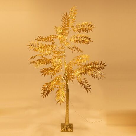 ΧΡΥΣΟ ΔΕΝΤΡΟ ΜΕ ΠΛΑΤΥ ΦΥΛΛΟ 2,1m, 4,5V ΜΕΤΑΣΧΗΜΑΤΙΣΤΗ, 180 ΘΕΡΜΑ ΛΕΥΚΑ MINI LED, ΠΡΟΕΚΤΑΣΗ ΠΑΡΟΧΗΣ 3m, IP44