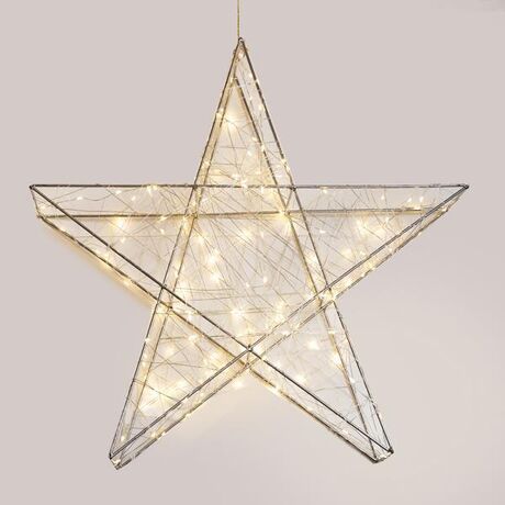 ΑΣΤΕΡΙ ΦΩΤΙΖΟΜΕΝΟ 110cm, 480 LED, 4,5V ΜΕΤΑΣΧΗΜΑΤΙΣΤΗ, TIMER, ΑΣΗΜΙ ΜΕΤΑΛΛΙΚΟΣ ΣΚΕΛΕΤΟΣ, ΑΣΗΜΙ ΧΑΛΚΙΝΟ ΚΑΛΩΔΙΟ, ΘΕΡΜΟ ΛΕΥΚΟ LED, ΠΡΟΕΚΤΑΣΗ ΠΑΡΟΧΗΣ 5m, IP44