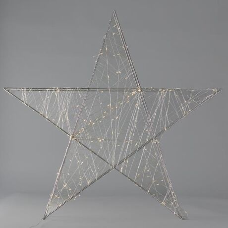 ΑΣΤΕΡΙ ΦΩΤΙΖΟΜΕΝΟ 50cm, 160 LED, 4,5V ΜΕΤΑΣΧΗΜΑΤΙΣΤΗ, TIMER, ΑΣΗΜΙ ΜΕΤΑΛΛΙΚΟΣ ΣΚΕΛΕΤΟΣ, ΑΣΗΜΙ ΧΑΛΚΙΝΟ ΚΑΛΩΔΙΟ, ΘΕΡΜΟ ΛΕΥΚΟ LED, ΠΡΟΕΚΤΑΣΗ ΠΑΡΟΧΗΣ 5m, IP44