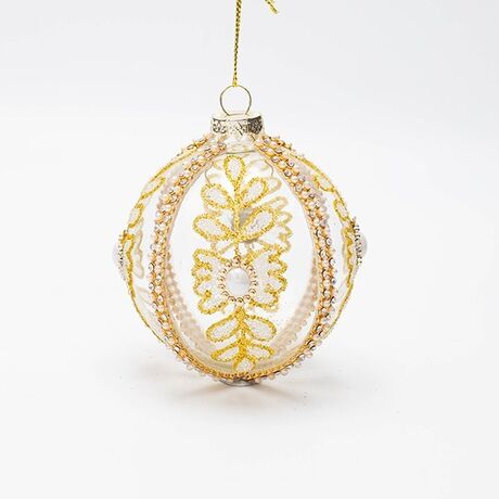 ΓΥΑΛΙΝΗ ΜΠΑΛΑ, ΔΙΑΦΑΝΗ ΜΕ ΛΕΥΚΗ ΠΕΡΛΑ, ΣΕΤ 4ΤΜΧ, 8cm