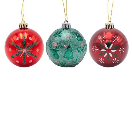 ΠΛΑΣΤΙΚΗ ΜΠΑΛΑ, ΜΠΟΡΝΤΟ ΠΡΑΣΙΝΗ ΚΟΚΚΙΝΗ, ΣΕΤ 6ΤΜΧ, 8cm