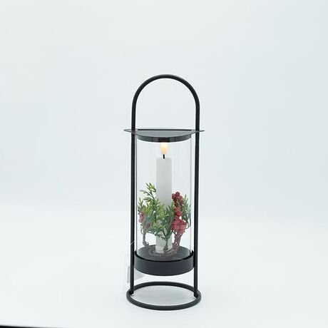 ΜΕΤΑΛΛΙΚΟ ΦΑΝΑΡΙ ΜΑΥΡΟ ΜΕ 1 ΚΕΡΙ, 10.50x30cm