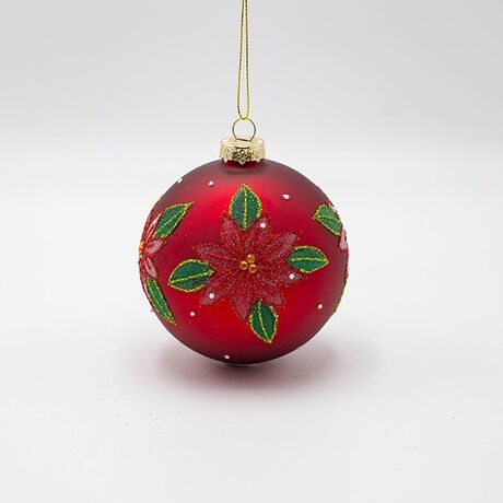 ΓΥΑΛΙΝΗ ΜΠΑΛΑ, ΚΟΚΚΙΝΗ ΜΕ ΑΛΕΞΑΝΔΡΙΝΟ, ΣΕΤ 4ΤΜΧ, 10cm