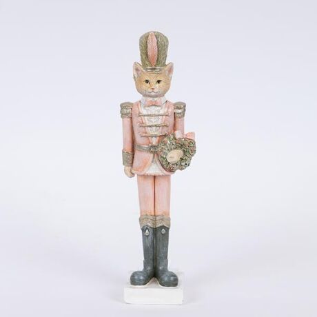 ΔΙΑΚΟΣΜΗΤΙΚΟ ΠΟΛΥΡΕΖΙΝ, ΓΑΤΑ ΣΤΡΑΤΙΩΤΗΣ, ΡΟΖ, 6,5x5x23cm