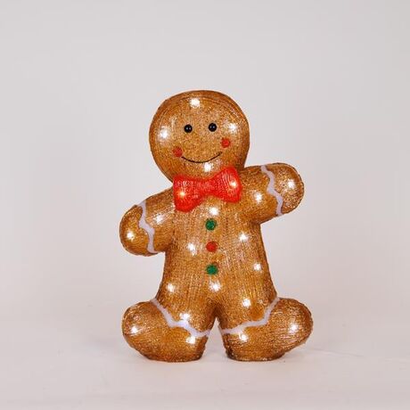 ΑΚΡΥΛΙΚΟΣ GINGERBREAD, ΜΕΤΑΣΧΗΜΑΤΙΣΤΗ, 40 ΛΕΥΚΑ LED, 28x8x37cm, ΠΡΟΕΚΤΑΣΗ ΠΑΡΟΧΗΣ 5m, IP44