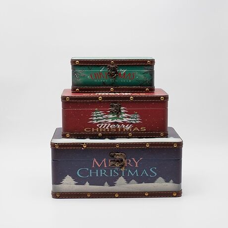 ΚΟΥΤΙΑ ΔΙΑΚΟΣΜΗΤΙΚΑ, ΜΕ ΧΡΙΣΤΟΥΓΕΝΝΙΑΤΙΚΑ ΣΧΕΔΙΑ,  ΞΥΛΙΝΑ. ΣΕΤ 3 ΤΜΧ, 30x20x13,  25x15x10 ΚΑΙ 20x10x8cm