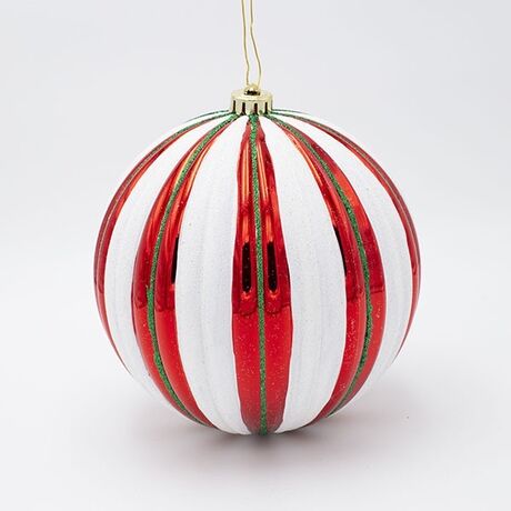 ΠΛΑΣΤΙΚΗ ΜΠΑΛΑ, ΚΟΚΚΙΝΗ ΜΕ ΛΕΥΚΕΣ ΚΑΙ ΠΡΑΣΙΝΕΣ ΡΙΓΕΣ, ΣΕΤ 2ΤΜΧ, 20cm