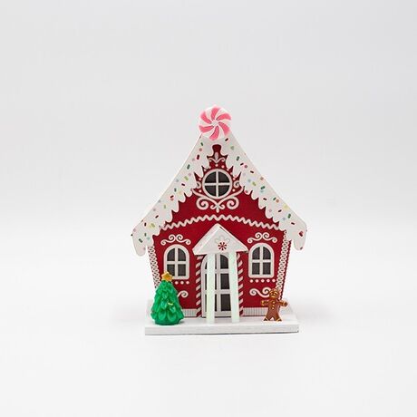 ΧΑΡΤΙΝΟ ΣΠΙΤΑΚΙ, ΚΟΚΚΙΝΟ ΜΕ ΜΠΙΣΚΟΤΟΥΛΗ, ΦΩΤΙΖΟΜΕΝΟ, 12.5x10.5x16cm