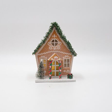 ΧΑΡΤΙΝΟ ΣΠΙΤΑΚΙ, ΚΑΦΕ, ΦΩΤΙΖΟΜΕΝΟ, 12.5x10.5x16cm