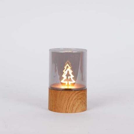 ΦΩΤΙΖΩΜΕΝΟ ΓΥΑΛΙΝΟ ΔΙΑΚΟΣΜΗΤΙΚΟ, ΜΕ ΔΕΝΤΡΟ ΣΤΟ ΕΣΩΤΕΡΙΚΟ, ΜΠΑΤΑΡΙΑΣ 2xAA, TIMER, 60 ΘΕΡΜΑ ΛΕΥΚΑ LED, 8x12,5cm, IP44