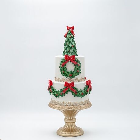 ΤΟΥΡΤΑ ΠΟΛΥΡΕΖΙΝ, ΜΕ ΧΡΙΣΤΟΥΓΕΝΝΙΑΤΙΚΟ ΔΕΝΤΡΟ, 16.5x16.5x41.5cm