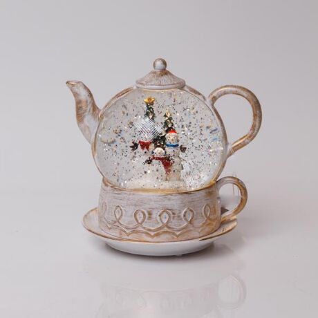 ΦΩΤΙΖΟΜΕΝΗ ΛΕΥΚΗ ΤΣΑΓΙΕΡΑ, ΜΕ ΝΕΡΟ ΣΤΟ ΕΣΩΤΕΡΙΚΟ, ΜΠΑΤΑΡΙΑΣ 3xAA, TIMER, 1 ΘΕΡΜΟ ΛΕΥΚΟ LED, 19*15*19cm, IP20