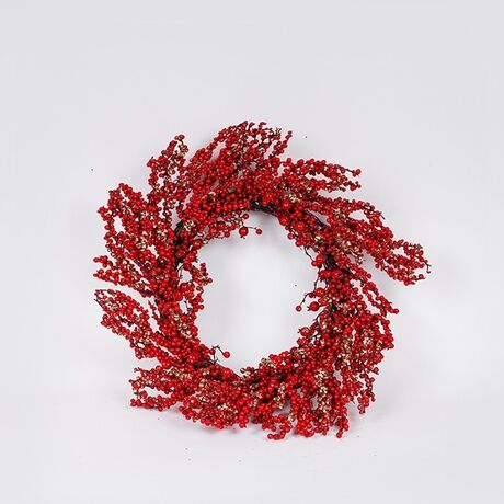 ΣΤΕΦΑΝΙ, ΜΕ ΚΟΚΚΙΝΑ ΚΑΙ ΣΑΜΠΑΝΙ BERRIES, 40cm