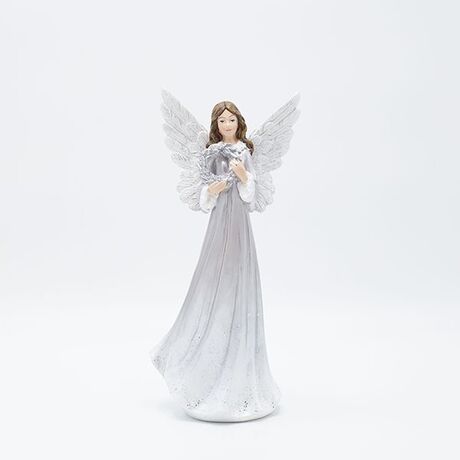 ΑΓΓΕΛΟΣ ΠΟΛΥΡΕΖΙΝ, ΑΣΗΜΕΝΙΟΣ, ΜΕ ΣΤΕΦΑΝΙ, 12x9x25.7cm