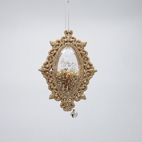 ΣΤΟΛΙΔΙ ΚΡΕΜΑΣΤΟ, VINTAGE, ΣΑΜΠΑΝΙ GLITTER ΜΕ ΚΟΥΔΟΥΝΑΚΙΑ, 13x8x1.5cm