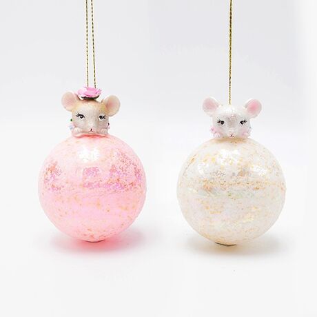 ΓΥΑΛΙΝΗ ΜΠΑΛΑ, ΡΟΖ ΚΑΙ ΛΕΥΚΟ ΜΕ ΠΟΝΤΙΚΑΚΙ, 2 ΣΧΕΔΙΑ, 11cm