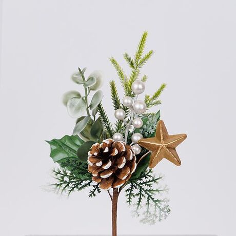 ΠΙΚΑΚΙ ΜΕ ΛΕΥΚΑ BERRIES ΚΑΙ ΧΡΥΣΟ ΑΣΤΕΡΑΚΙ, 26cm