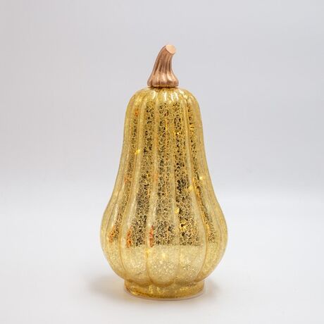 ΦΩΤΙΖΟΜΕΝΗ ΧΡΥΣΗ ΓΥΑΛΙΝΗ ΚΟΛΟΚΥΘΑ, ΜΠΑΤΑΡΙΑΣ 3xAA, ΧΡΟΝΟΔΙΑΚΟΠΤΗ, 10 ΘΕΡΜΑ ΛΕΥΚΑ LED, 12,5x24cm, IP20