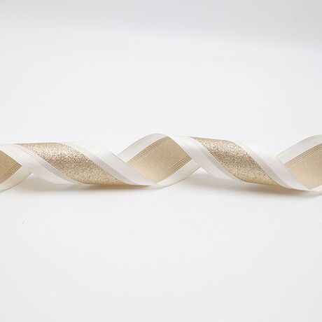 ΚΟΡΔΕΛΑ ΚΡΕΜ ΣΑΤΕΝ, ΜΕ ΣΑΜΠΑΝΙ GLITTER, 914x6.3cm