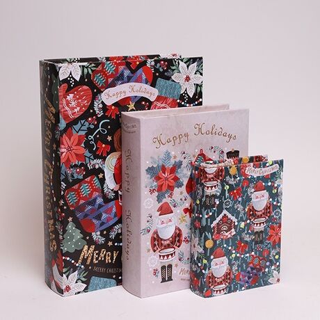 ΒΙΒΛΙΑ ΔΙΑΚΟΣΜΗΤΙΚΑ, ΜΕ ΚΑΡΥΟΘΡΑΥΣΤΗ,  ΞΥΛΙΝΑ, ΣΕΤ 3 ΤΜΧ, 32x23x7,  25x18.5x5.5 ΚΑΙ 18x13x4cm