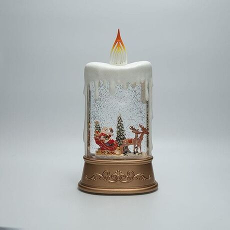 ΕΠΙΤΡΑΠΕΖΙΟ ΔΙΑΚΟΣΜΗΤΙΚΟ ΣΕ ΣΧΗΜΑ ΚΕΡΙΟΥ, ΜΕ ΑΓΙΟ ΒΑΣΙΛΗ ΚΑΙ ΕΛΚΥΘΡΟ, ΜΕ ΝΕΡΟ ΣΤΟ ΕΣΩΤΕΡΙΚΟ, ΦΩΤΙΖΟΜΕΝΟ, ΜΠΑΤΑΡΙΑΣ, TIMER, 15.5x9.5x30cm