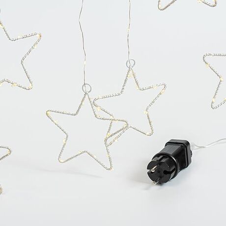 ΚΟΥΡΤΙΝΑ, 184 MINI LED, 8 ΜΕΤΑΛΛΙΚΑ ΑΣΤΕΡΙΑ 12cm, ΜΕΤΑΣΧΗΜΑΤΙΣΤΗ, ΑΣΗΜΙ ΧΑΛΚΙΝΟ ΚΑΛΩΔΙΟ, ΘΕΡΜΟ ΛΕΥΚΟ LED (H155 x W175cm, 20 ΣΕΙΡΕΣ x 12 LED), ΠΡΟΕΚΤΑΣΗ ΠΑΡΟΧΗΣ 3m, IP44