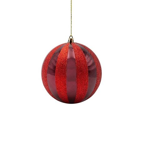 ΠΛΑΣΤΙΚΗ ΜΠΑΛΑ, ΜΠΟΡΝΤΟ ΜΕ ΚΟΚΚΙΝΟ GLITTER, ΣΕΤ 6ΤΜΧ, 10cm