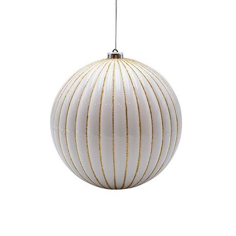 ΜΠΑΛΑ ΠΛΑΣΤΙΚΗ, ΛΕΥΚΗ ΜΕ ΧΡΥΣΕΣ ΑΝΑΓΛΥΦΕΣ ΡΙΓΕΣ, ΣΕΤ 2ΤΜΧ, 15cm