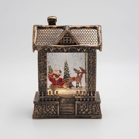 ΣΠΙΤΑΚΙ ΜΕ ΑΓΙΟ ΒΑΣΙΛΗ ΚΑΙ ΕΛΚΥΘΡΟ, ΜΕ ΝΕΡΟ ΣΤΟ ΕΣΩΤΕΡΙΚΟ, ΦΩΤΙΖΟΜΕΝΟ, ΜΠΑΤΑΡΙΑΣ, TIMER, 15x8x21.5cm