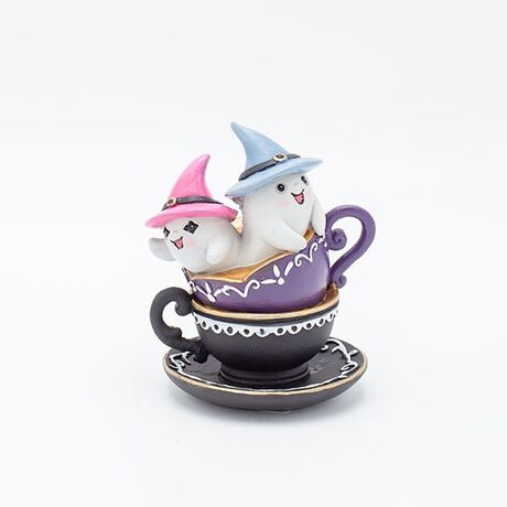 ΦΑΝΤΑΣΜΑΤΑΚΙΑ ΜΕ ΡΟΖ ΚΑΙ ΓΑΛΑΖΙΟ ΚΑΠΕΛΑΚΙ, ΣΕ ΦΛΥΤΖΑΝΑΚΙΑ, HALLOWEEN, 8.7x7.8x10.8cm