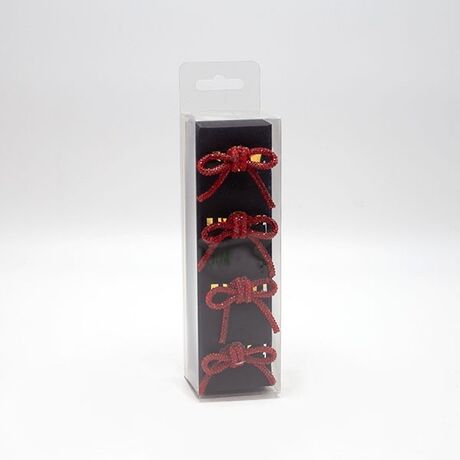 ΔΑΧΤΥΛΙΔΙΑ ΠΕΤΣΕΤΑΣ, ΜΕΤΑΛΛΙΚΑ, ΦΙΟΓΚΟΣ ΚΟΚΚΙΝΟΣ ΜΕ ΣΤΡΑΣ, ΣΕΤ 4ΤΜΧ, 5x4x4.5cm